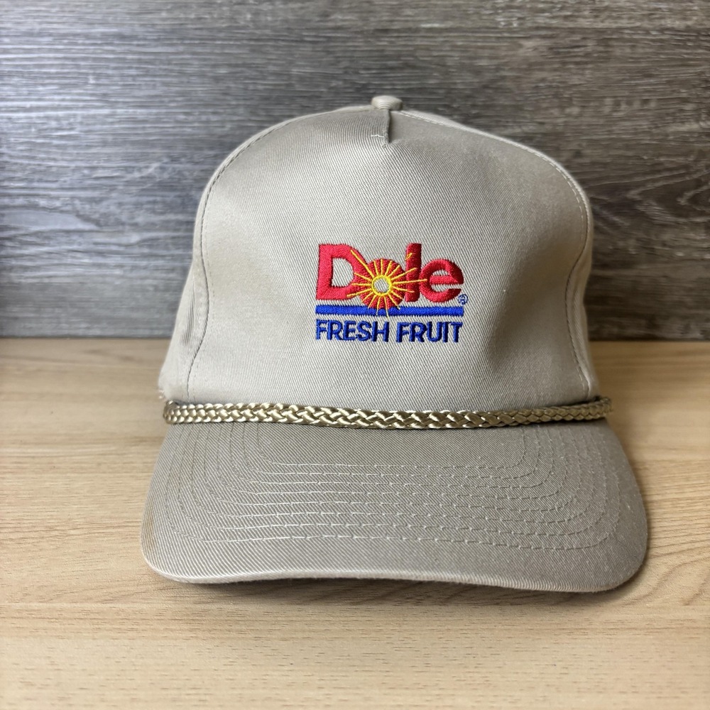 Dole Fresh Fruit Hat Cap Strap Back Tan Embroidered Promo Advertising Mens